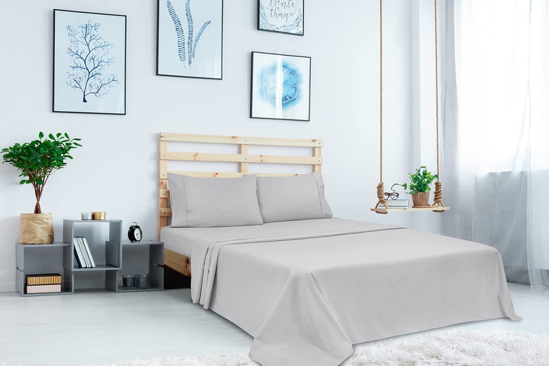 Royale Linens 2 Pack Bulk Flat Sheet Set - Top Sheets - Soft 1800 Microfiber - Wrinkle & Stain Resistant - for Hotel, Massage Table, Hospital, Dorm - Queen Flat Sheet Sold Separately (Queen, Silver) - Image 5